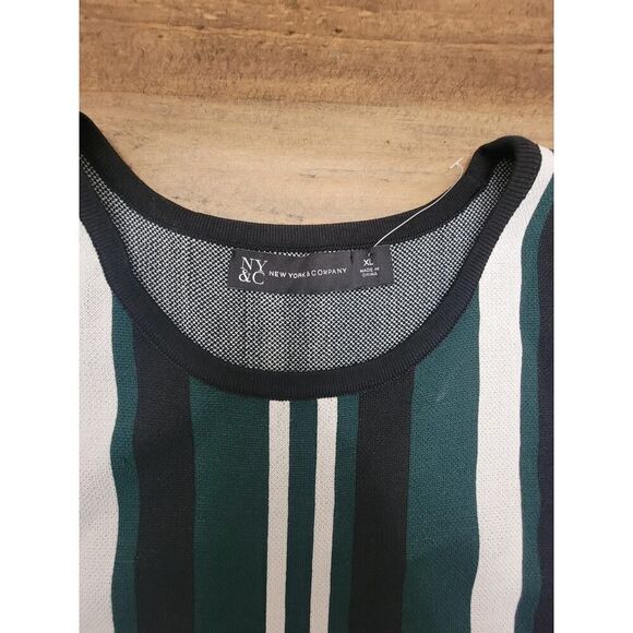 NY&C Career Vertical Stripes Bodycon Midi Dress Sleeveless Size XL NWT - Picture 3 of 7